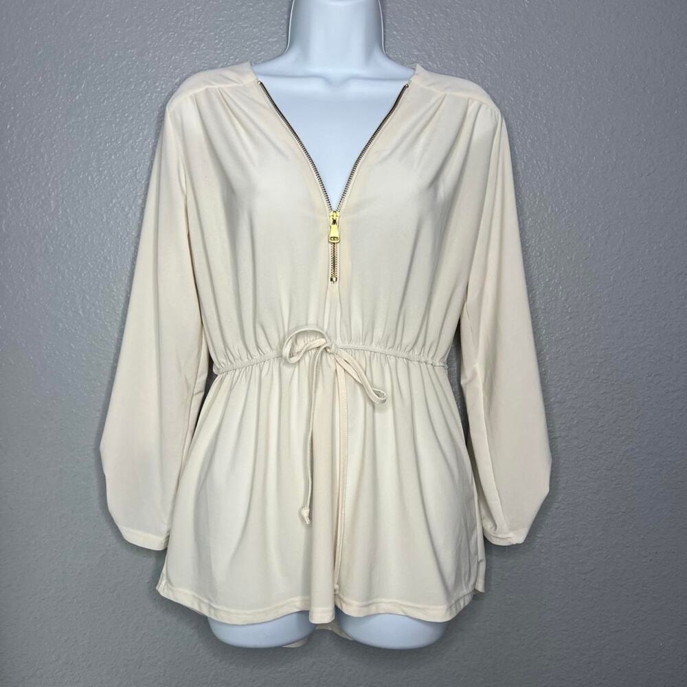Coco & Shay Cream Long Sleeve Blouse Size L